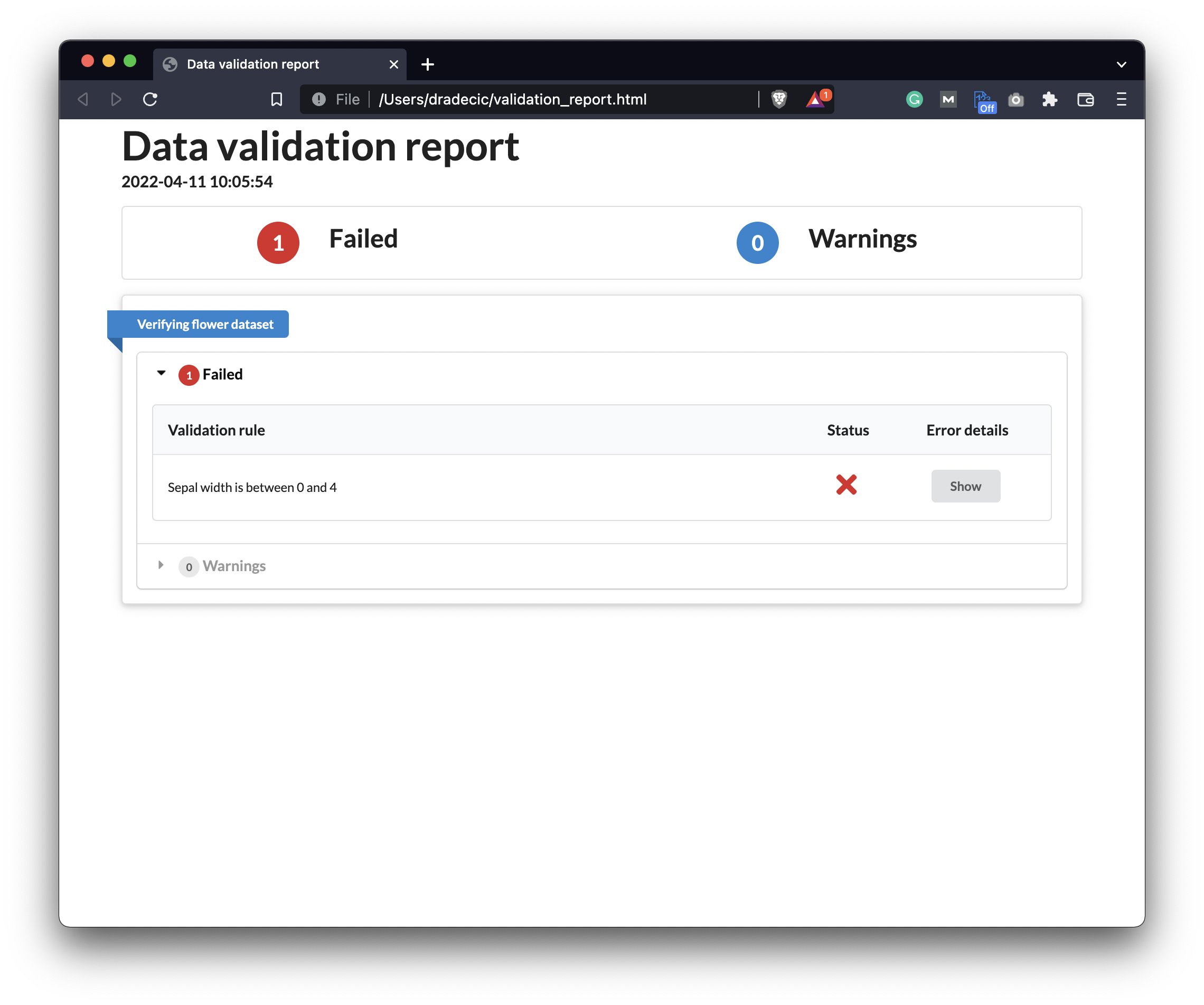 Image 9 - Validation report as an HTML document (1)